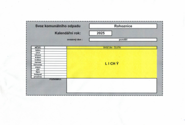 SVOZOVÝ KALENDÁŘ 2025, POPLATKY 2025 - odpad, psi, pobyt