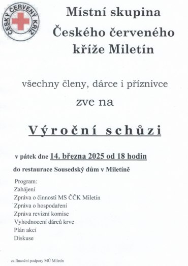 VÝROČNÍ SCHŮZE ČČK 14.3.2025