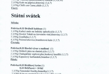 RESTAURACE - týdenní menu RESTAURACE - týdenní menu
